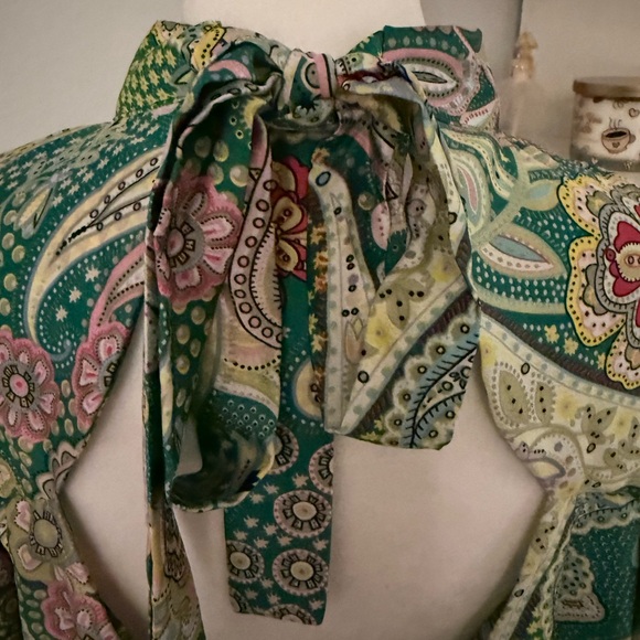 Nasty Gal Collection- Green Paisley Floral Retro Dress- size 4 - Picture 5 of 9